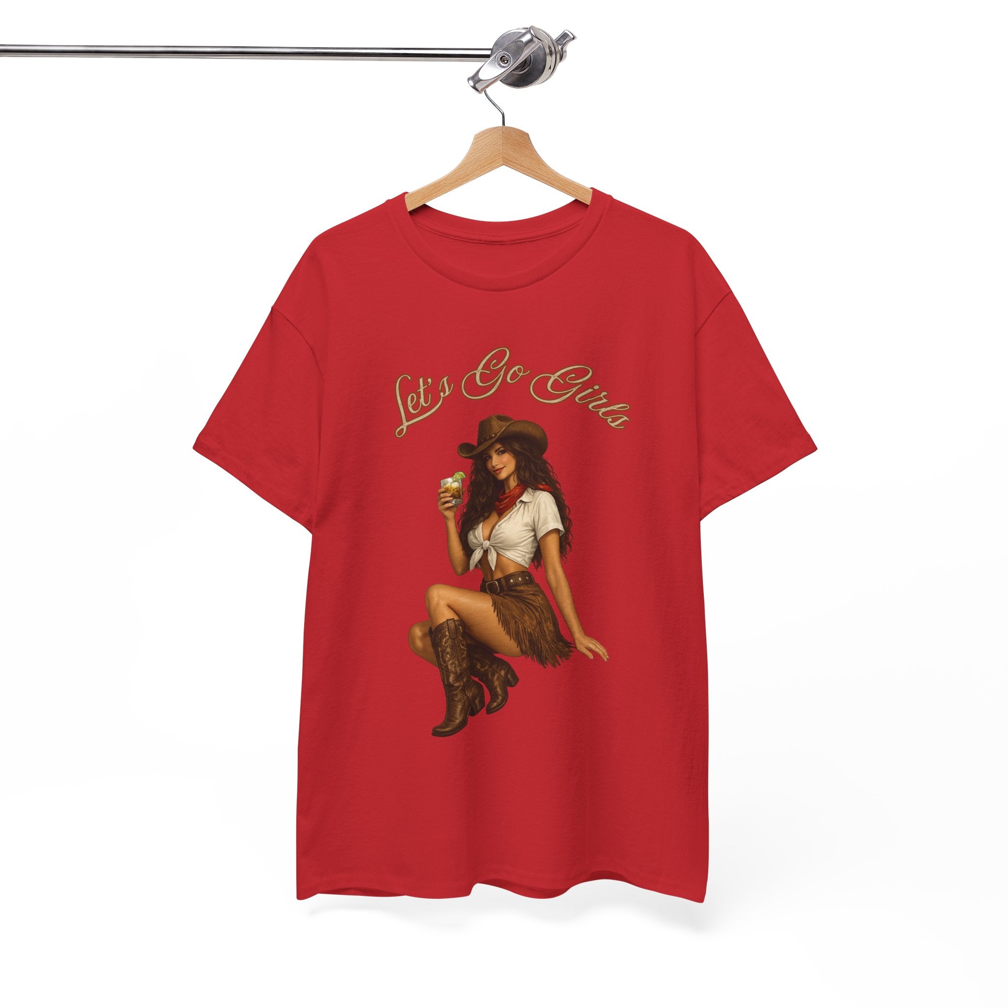 Cowgirl Pinup Tee — "Let's Go Girls" Retro Western Graphic T-Shirt