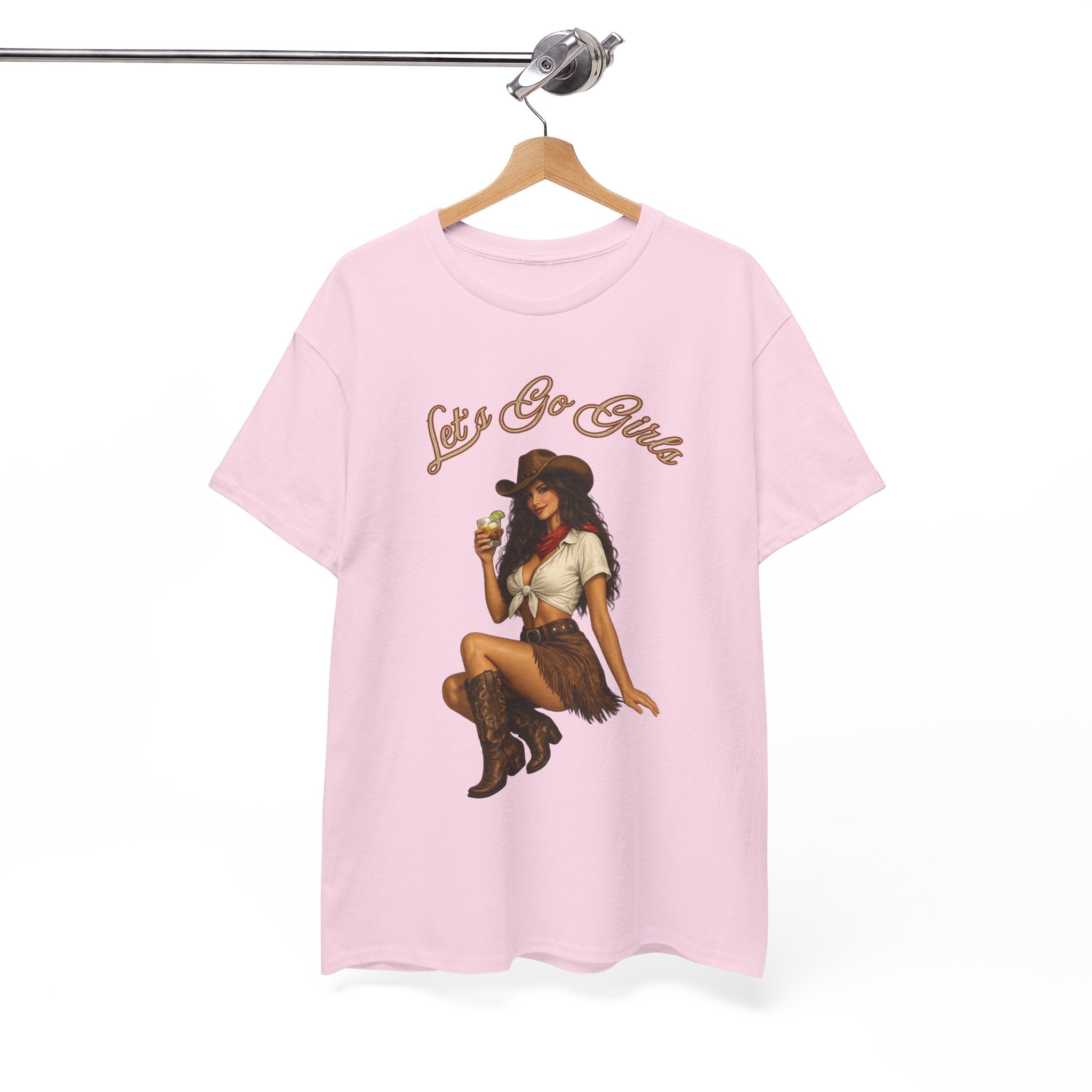 Cowgirl Pinup Tee — "Let's Go Girls" Retro Western Graphic T-Shirt