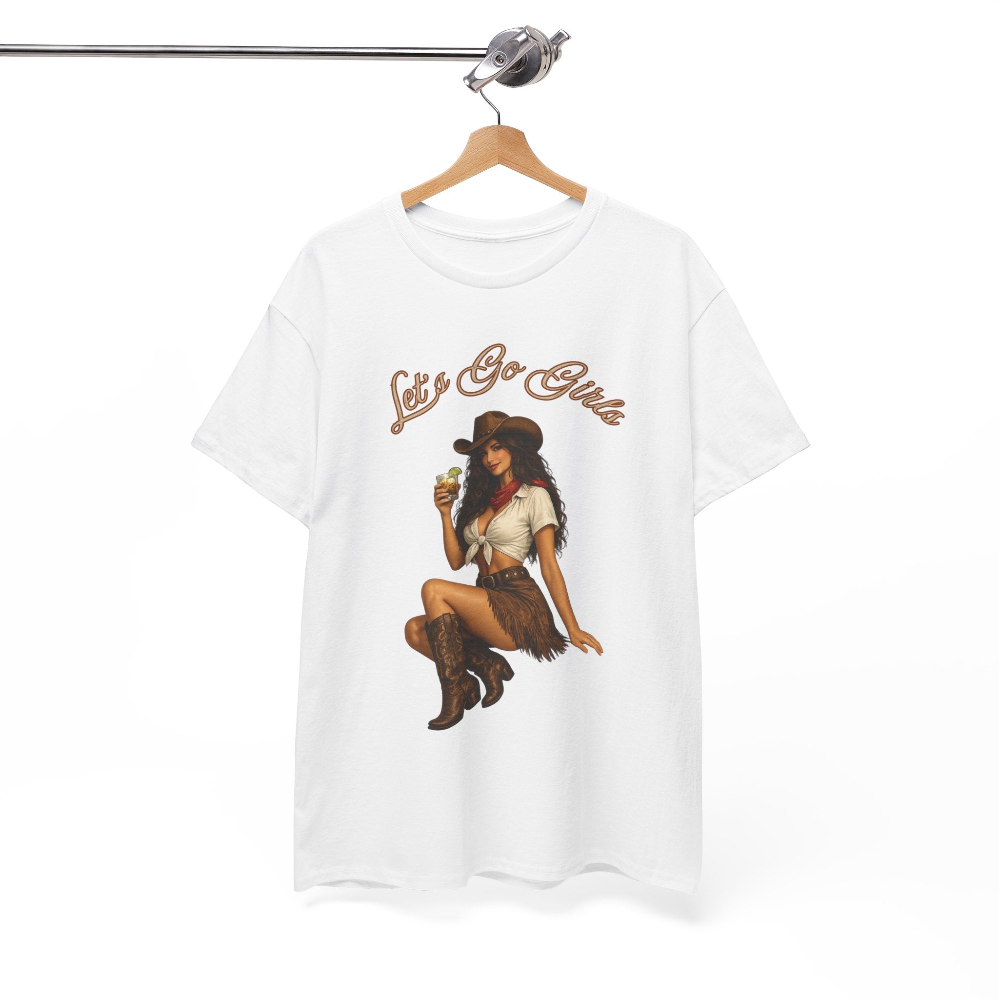 Cowgirl Pinup Tee — "Let's Go Girls" Retro Western Graphic T-Shirt