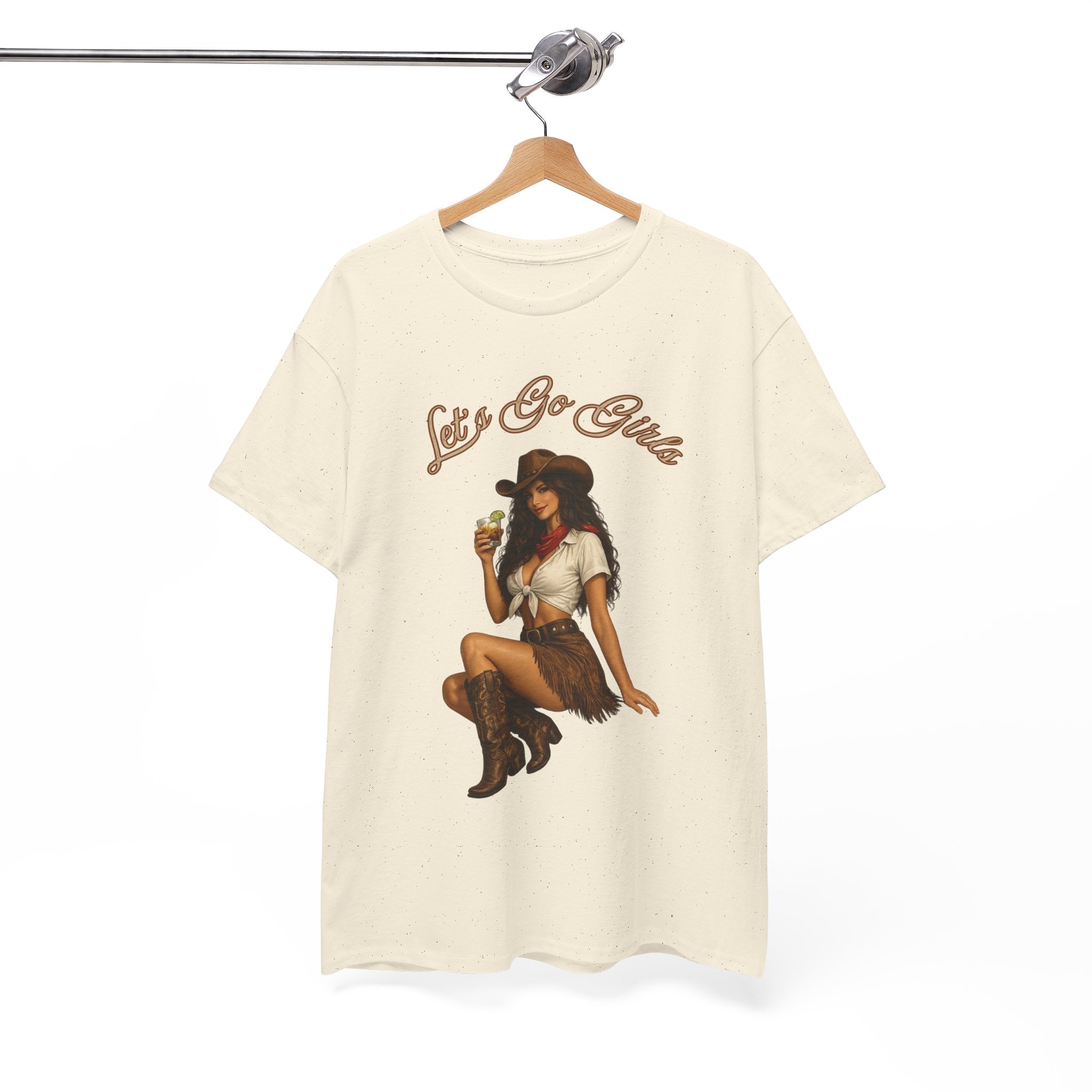 Cowgirl Pinup Tee — "Let's Go Girls" Retro Western Graphic T-Shirt