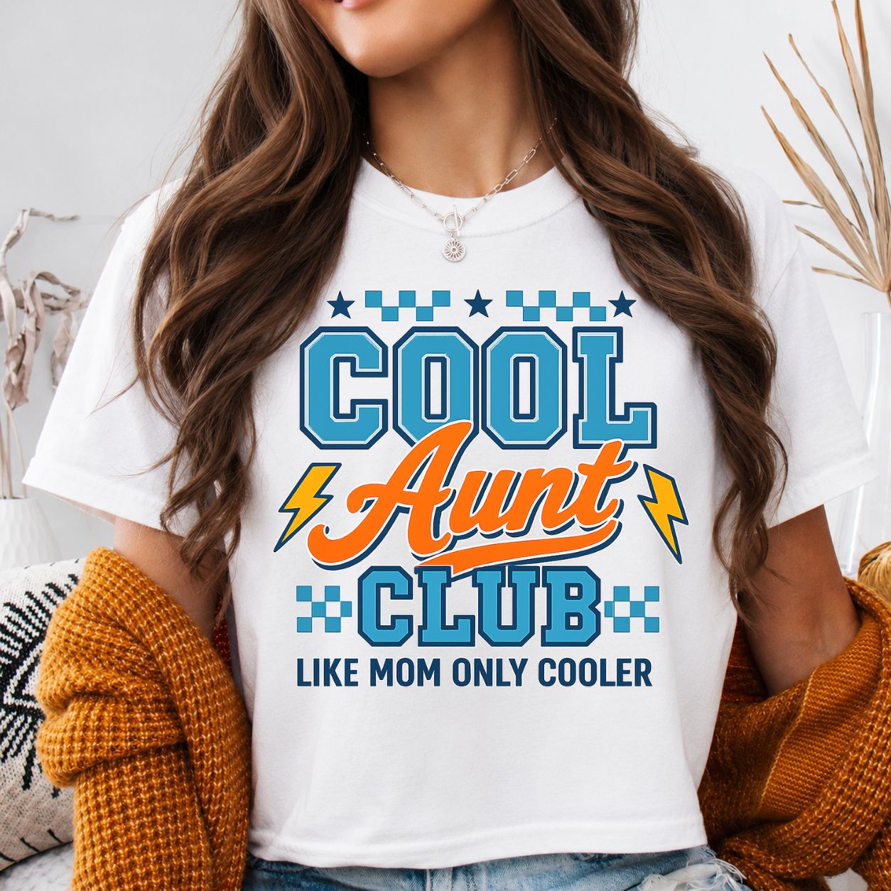Cool Aunt Club T-Shirt | Retro Lightning Graphic