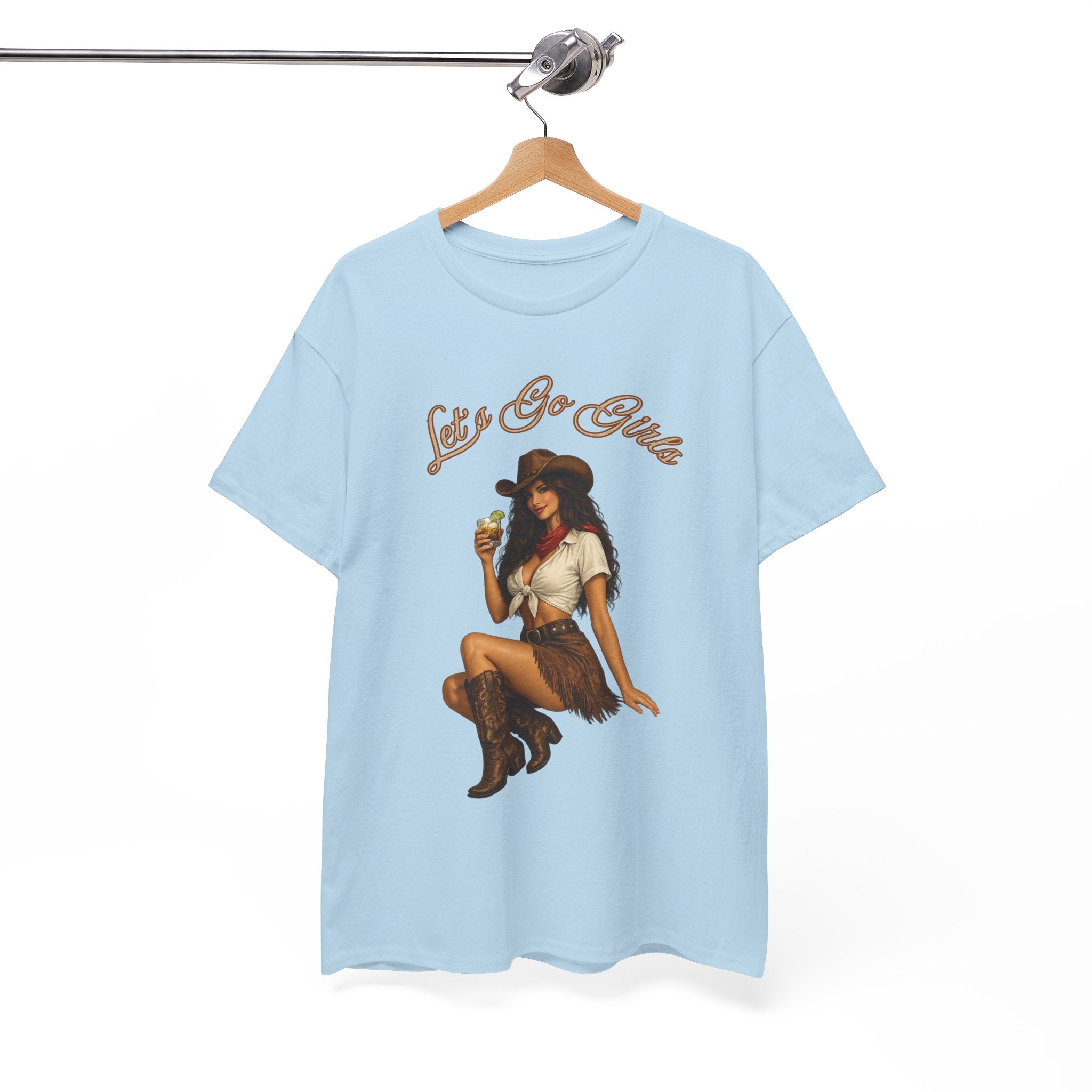Cowgirl Pinup Tee — "Let's Go Girls" Retro Western Graphic T-Shirt