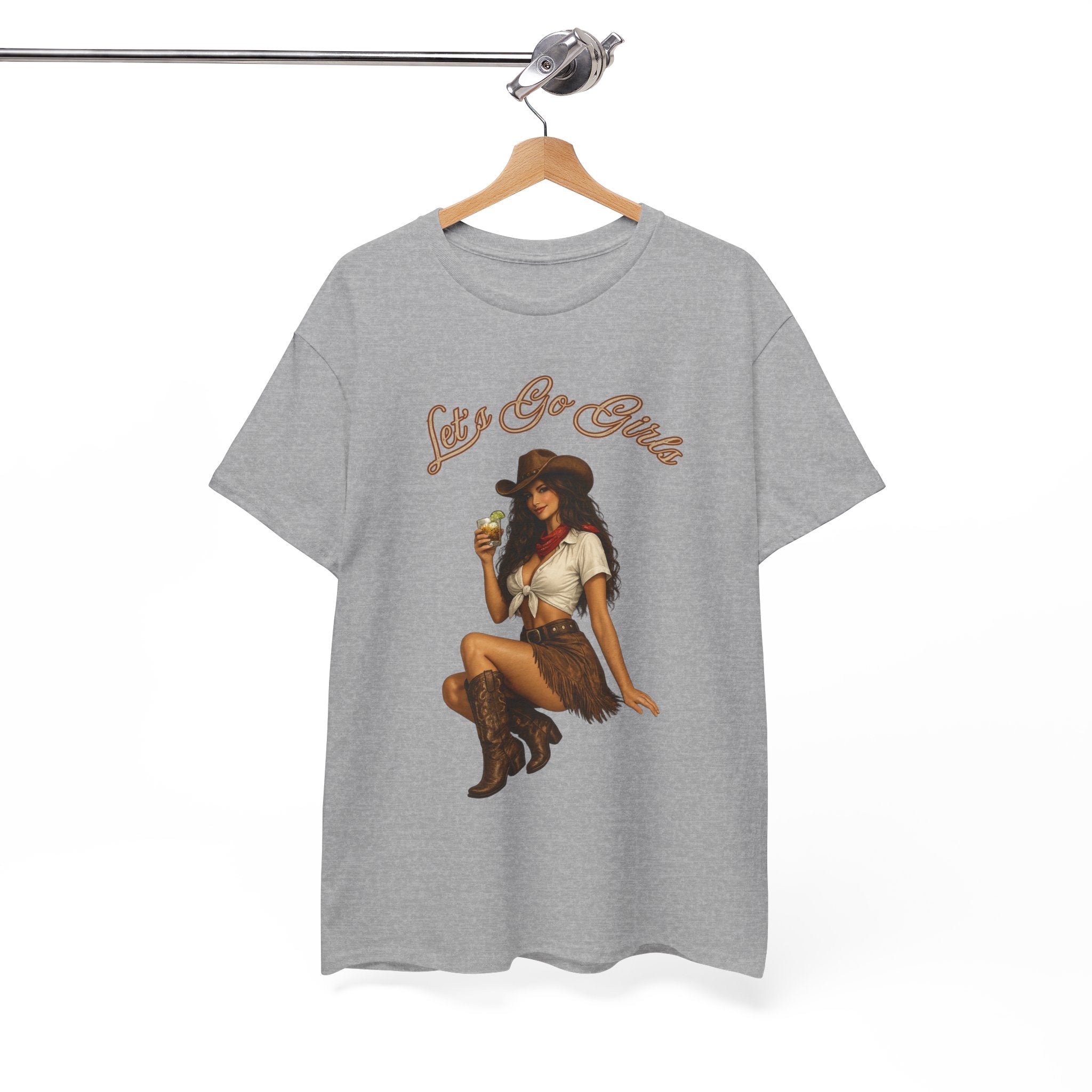 Cowgirl Pinup Tee — "Let's Go Girls" Retro Western Graphic T-Shirt