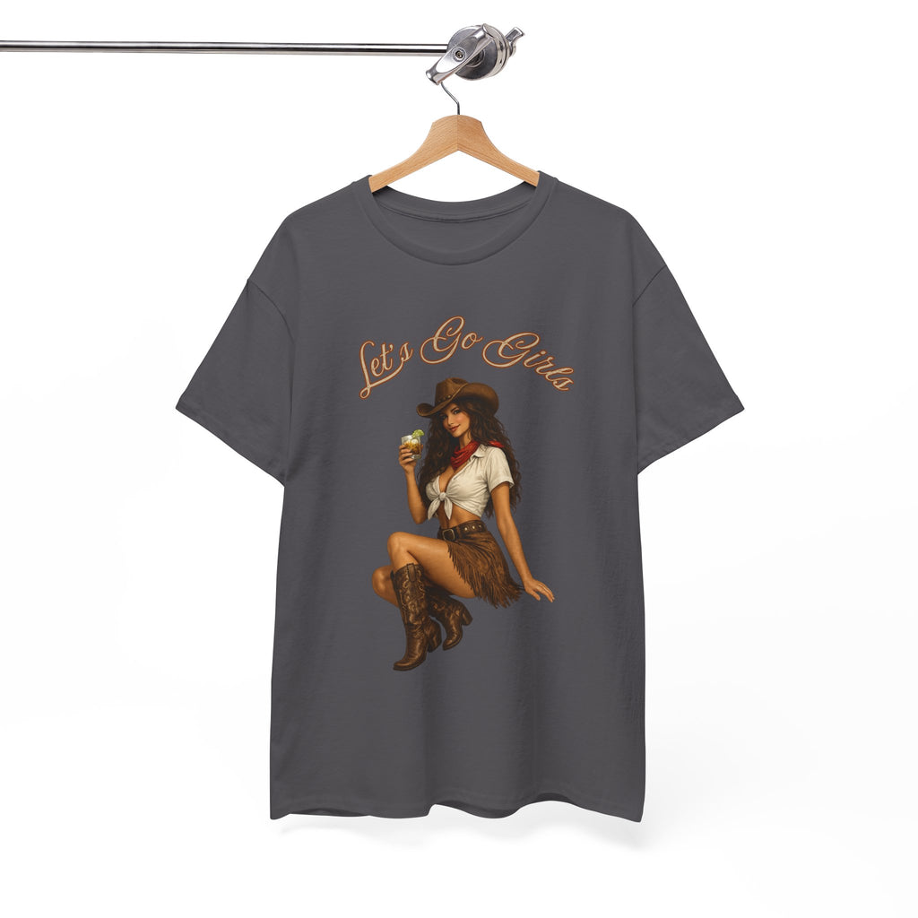 Cowgirl Pinup Tee — "Let's Go Girls" Retro Western Graphic T-Shirt