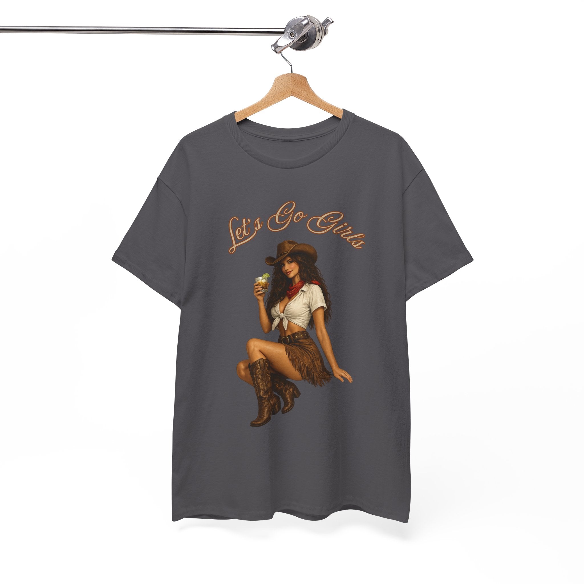 Cowgirl Pinup Tee — "Let's Go Girls" Retro Western Graphic T-Shirt
