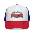 Red, White & Brunette Trucker Cap — Patriotic Fourth of July Hat for Brunettes